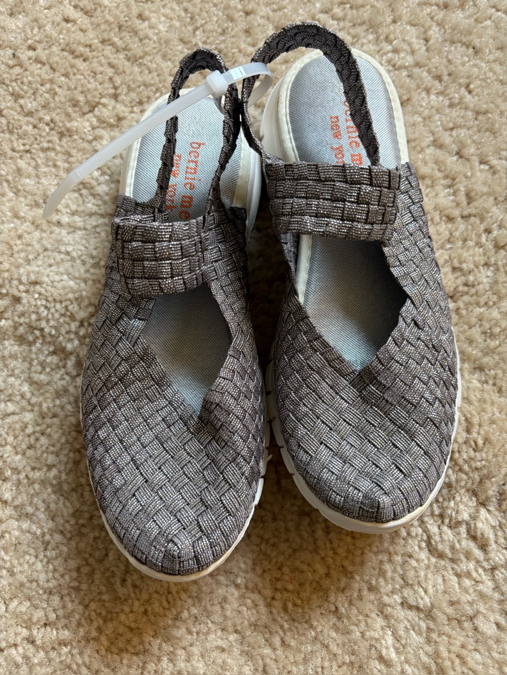 Bernie Mev Woven Slip-On Slingback Shoes in Silver ~ New w/out Tags Size 5